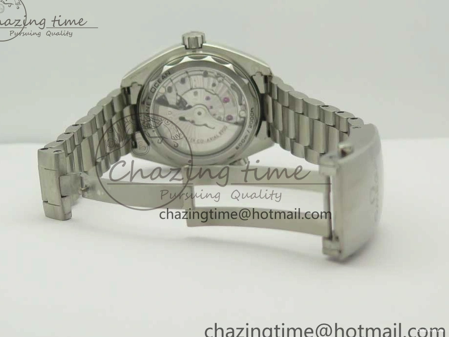 0407 Trendy Planet Ocean 43.5mm SS VSF 1:1 Best Edition Black Ceramic Bezel and Dial on SS Bracelet A8900 Super Clone 7973